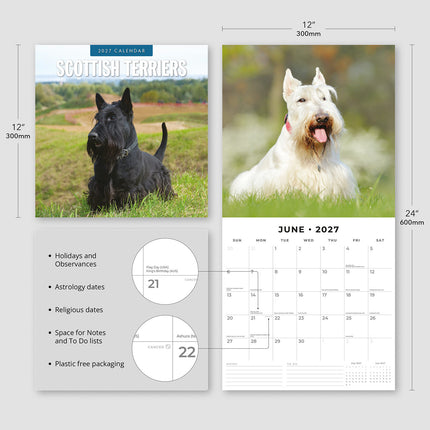 Scottish Terriers 2027 square wall calendar - product specifications