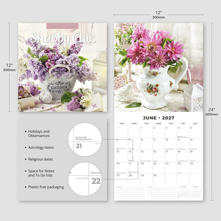 Shabby Chic 2027 square wall calendar - product specifications