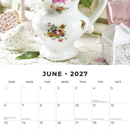 Shabby Chic 2027 square wall calendar - monthly calendar spread