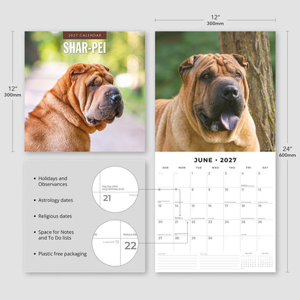 Shar-Pei 2027 square wall calendar - product specifications