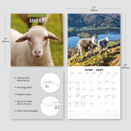 Sheep 2027 square wall calendar - product specifications