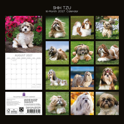 Shih Tzu 2027 Premium Square Wall Calendar back cover