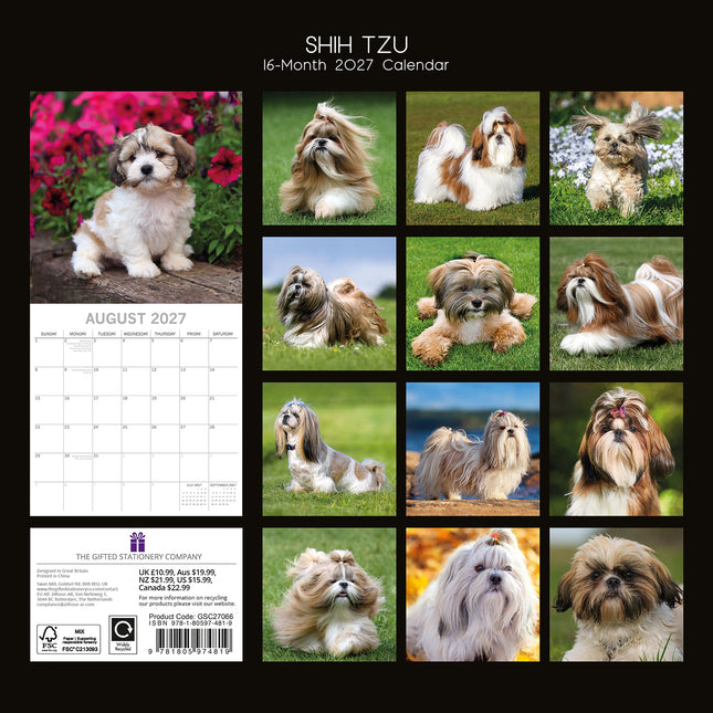 Shih Tzu 2027 Premium Square Wall Calendar back cover