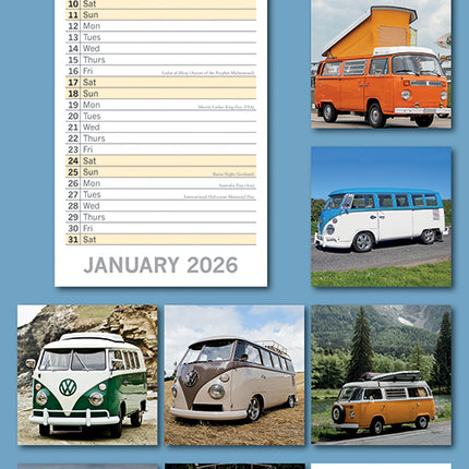 Camper Vans 2026 Rectangle Wall Calendar