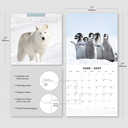 Snow Animals 2027 square wall calendar - product specifications