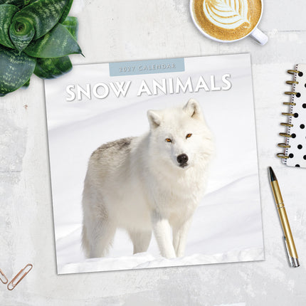 Snow Animals 2027 square wall calendar - image detail
