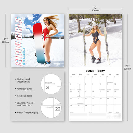 Snow Girls 2027 square wall calendar - product specifications