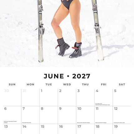 Snow Girls 2027 square wall calendar - monthly calendar spread