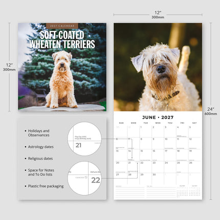 Soft-coated Wheaten Terriers 2027 square wall calendar - product specifications