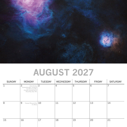 Space 2027 Premium Square Wall Calendar August sample page