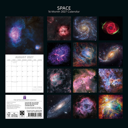 Space 2027 Premium Square Wall Calendar back cover
