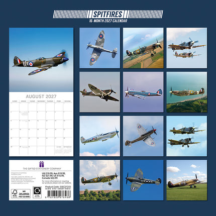 Spitfires 2027 Premium Square Wall Calendar back cover
