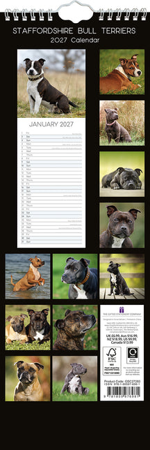 Staffordshire Bull Terriers 2027 Premium Slim Wall Calendar back cover