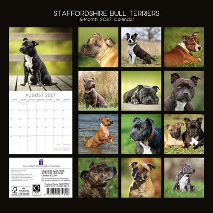 Staffordshire Bull Terriers 2027 Premium Square Wall Calendar back cover