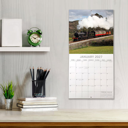 Steam Trains 2027 Premium Square Wall Calendar lifestyle image
