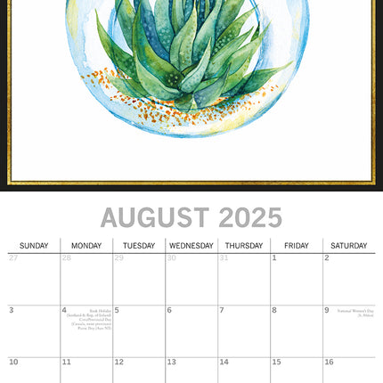 Succulents - 2025 Square Wall Calendar Arts 16 Months Premium Planner Gift