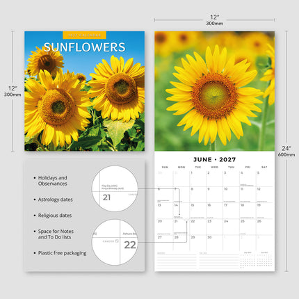 Sunflowers 2027 square wall calendar - product specifications