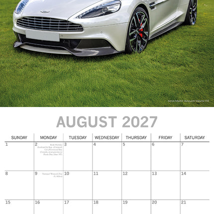 Super Cars 2027 Premium Square Wall Calendar August sample page