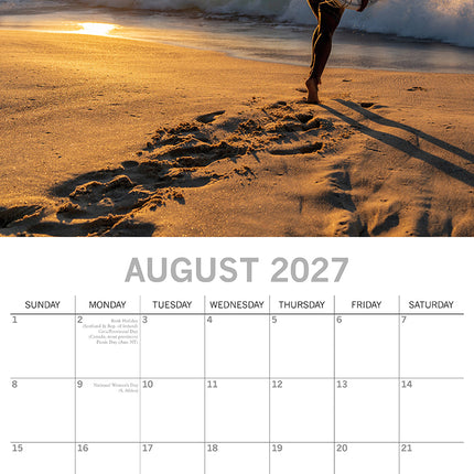 Surf Life 2027 Premium Square Wall Calendar August sample page