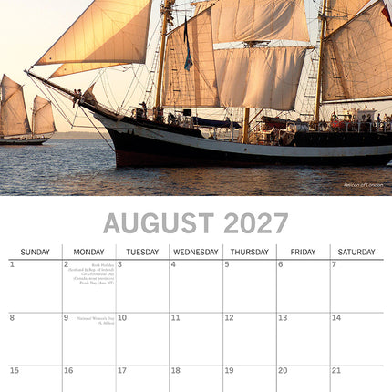 Tall Ships 2027 Premium Square Wall Calendar August sample page