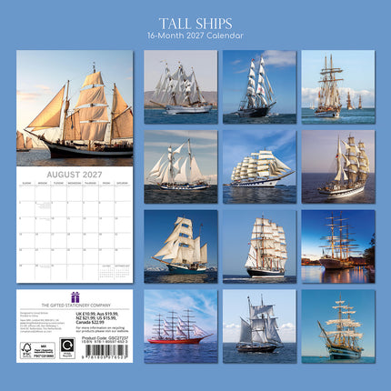 Tall Ships 2027 Premium Square Wall Calendar back cover