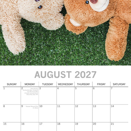 Teddy Bears 2027 Premium Square Wall Calendar August sample page