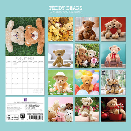 Teddy Bears 2027 Premium Square Wall Calendar back cover