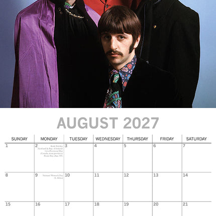 The Beatles 2027 Premium Square Wall Calendar August sample page
