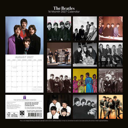 The Beatles 2027 Premium Square Wall Calendar back cover