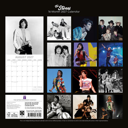 The Stones 2027 Premium Square Wall Calendar back cover