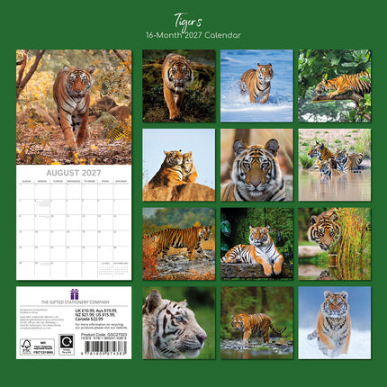 Tigers 2027 Premium Square Wall Calendar back cover