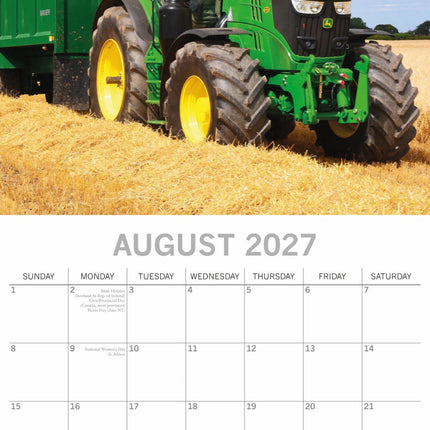Tractors 2027 Premium Square Wall Calendar August sample page