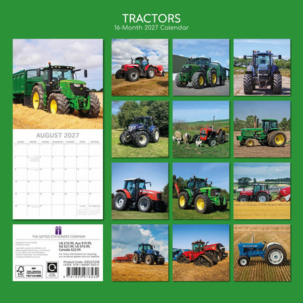 Tractors 2027 Premium Square Wall Calendar back cover