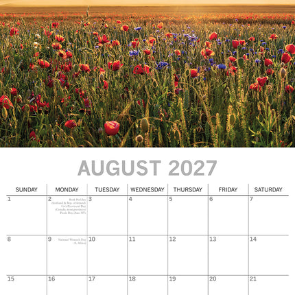 Tranquility 2027 Premium Square Wall Calendar August sample page
