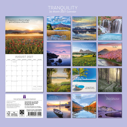 Tranquility 2027 Premium Square Wall Calendar back cover