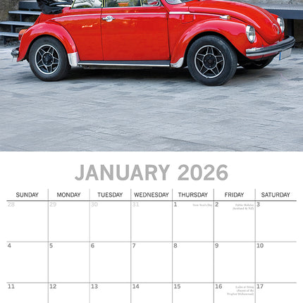 Classic Beetles 2026 Square Wall Calendar 16 Month New Year Premium Planner Gift