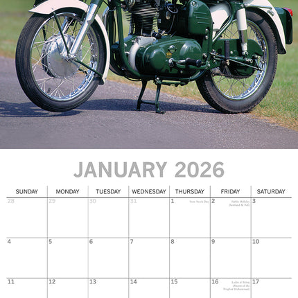 Classic Bikes - 2026 Square Wall Calendar 16 Month New Year Premium Planner Gift