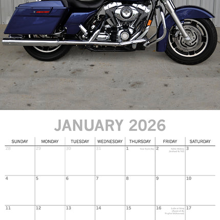 Harleys - 2026 Square Wall Calendar 16 Months Motorcycles Bikes Premium Planner