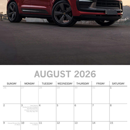 Porsche - 2026 Square Wall Calendar 16 Months Premium Car Vehicle Planner Gift