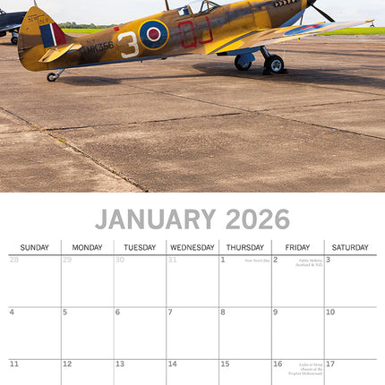 Spitfires - 2026 Square Wall Calendar 16 Months New Year Premium Planner Gift