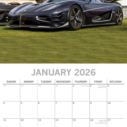 Super Cars - 2026 Square Wall Calendar 16 Months New Year Premium Planner Gift