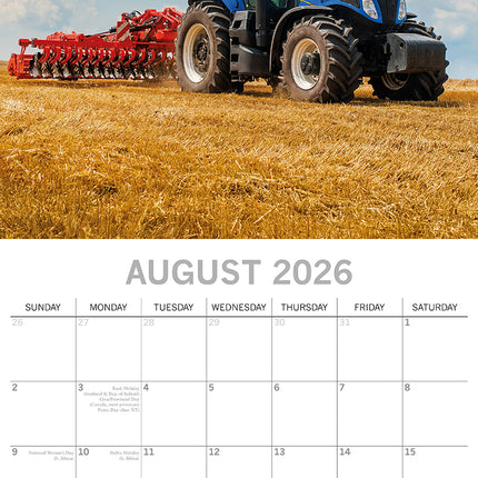 Tractors - 2026 Square Wall Calendar 16 Months New Year Premium Planner Gift