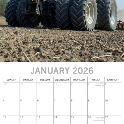 Tractors - 2026 Square Wall Calendar 16 Months New Year Premium Planner Gift
