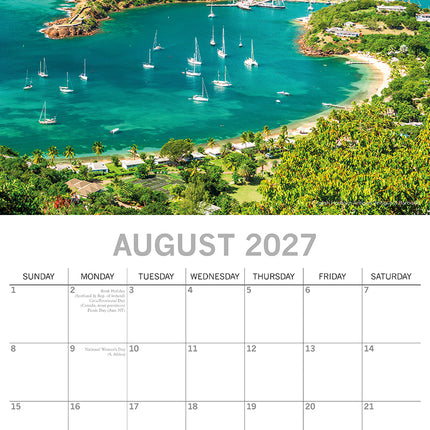 Travel the World 2027 Premium Square Wall Calendar August sample page