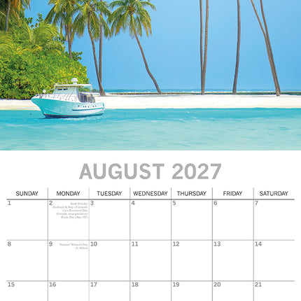 Tropical Escapes 2027 Premium Square Wall Calendar August sample page