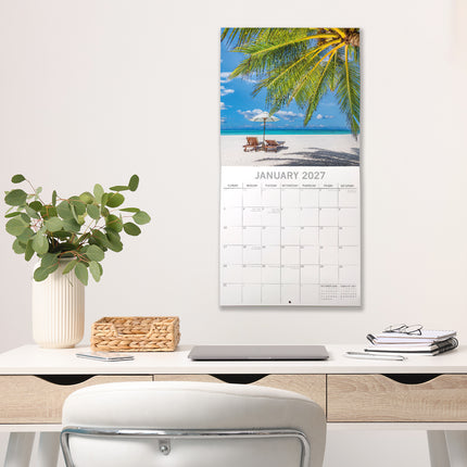 Tropical Escapes 2027 Premium Square Wall Calendar lifestyle image