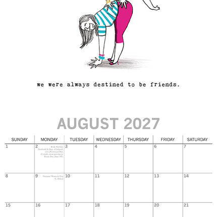 Two Old Friends 2027 Premium Square Wall Calendar August sample page
