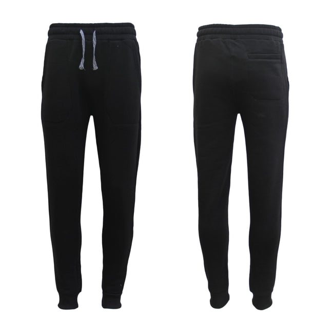New Men's Unisex Fleece Lined Sweat Track Pants Casual Trackies Suit Slim Cuffed - Black
