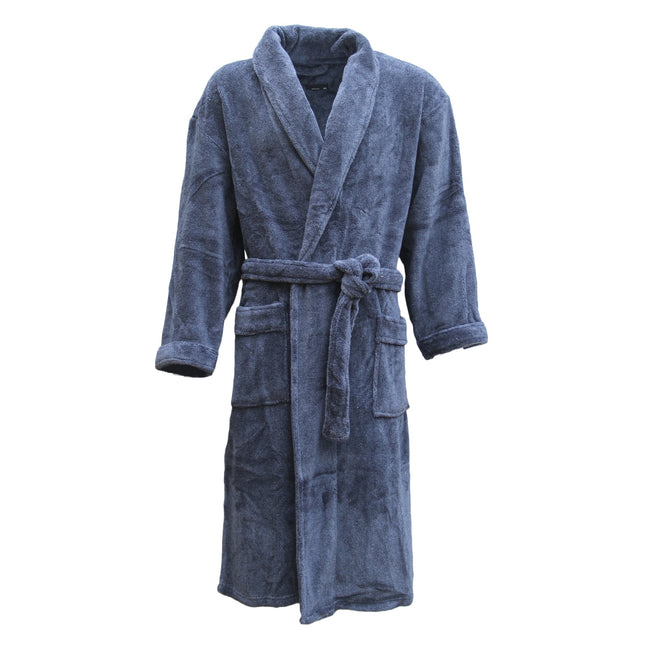 New Women's Men's Supersoft Luxurious Coral Fleece Bath Robe Dressing Gown Warm - Blue