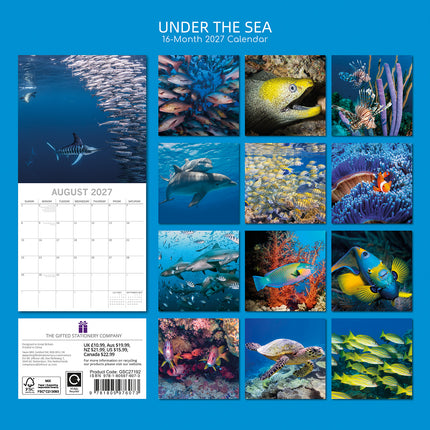 Under the Sea 2027 Premium Square Wall Calendar back cover